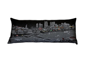 Homeroots 14" X 35" Black Gray And White Hometown Pride Wool Lumbar Throw Pillow   482589