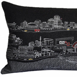 Homeroots 14" X 35" Black Gray And White Hometown Pride Wool Lumbar Throw Pillow   482591