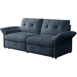 English Elm This Chenille Convertible Sofa Bed Seats Three and Unfolds Flat for Guests Easily Blue W3820S00043
