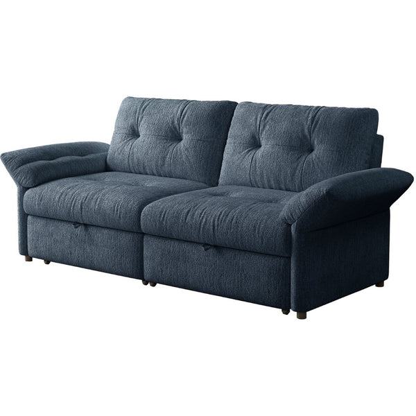 English Elm This Chenille Convertible Sofa Bed Seats Three and Unfolds Flat for Guests Easily Blue W3820S00043