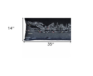 HomeRoots 14" Handcrafted Wool Lumbar Throw Pillow with Skyline Design - Perfect for Comfort and Style! 482599