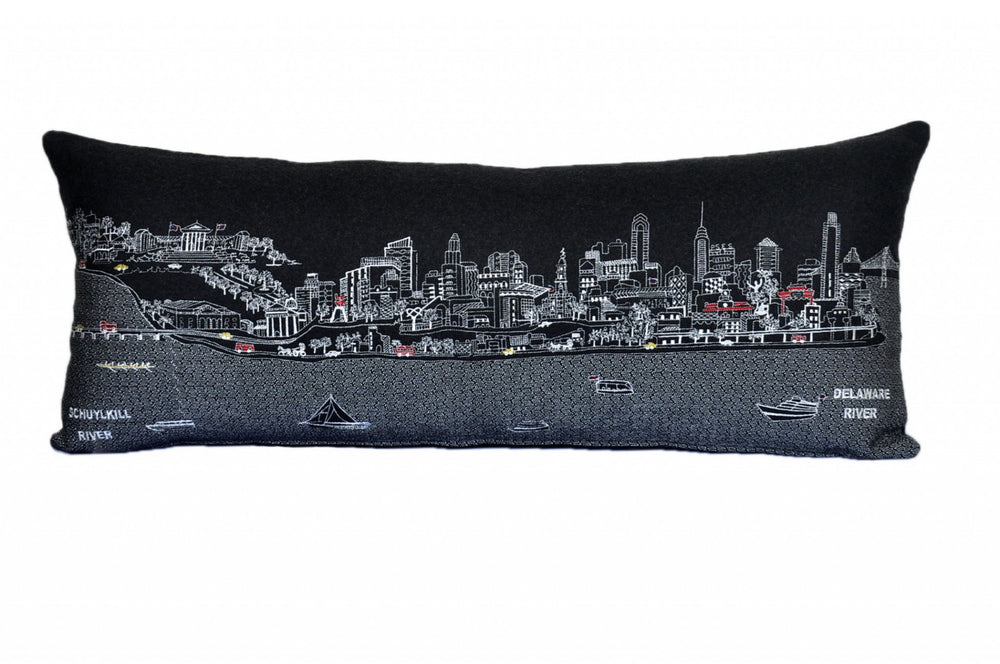 HomeRoots 14" Handcrafted Wool Lumbar Throw Pillow with Skyline Design - Perfect for Comfort and Style! 482599