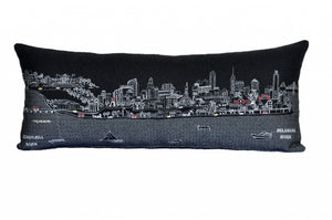 HomeRoots 14" Handcrafted Wool Lumbar Throw Pillow with Skyline Design - Perfect for Comfort and Style! 482599