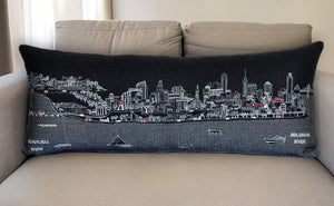 HomeRoots 14" Handcrafted Wool Lumbar Throw Pillow with Skyline Design - Perfect for Comfort and Style! 482599