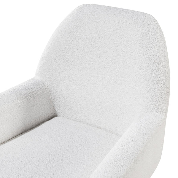English Elm Prince Mid-Century Boucle Arm Chair White — Vintage Italian-Inspired Curved Accent Seat with Solid Wood Legs, Foam-Coil Comfort (31x31x29) B050P229961