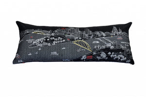 HomeRoots 14" Cozy Black, Gray & White Wool Lumbar Pillow with Pittsburgh Skyline – Stylish Home Accent Gift! 482601
