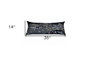 HomeRoots 14" Cozy Black, Gray & White Wool Lumbar Pillow with Pittsburgh Skyline – Stylish Home Accent Gift! 482601