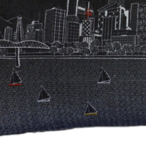 HomeRoots 14" Handcrafted Wool Lumbar Throw Pillow with Portland Cityscape Design for Stylish Comfort & Support 482603
