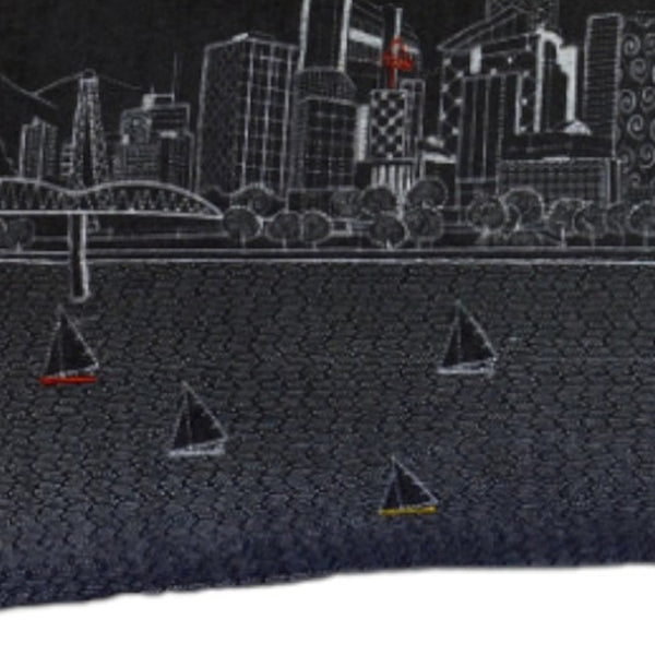 HomeRoots 14" Handcrafted Wool Lumbar Throw Pillow with Portland Cityscape Design for Stylish Comfort & Support 482603