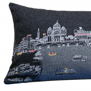 HomeRoots 14" Stylish Wool Lumbar Throw Pillow with Cityscape Design – Cozy Comfort for Home Décor & Gifts 482605
