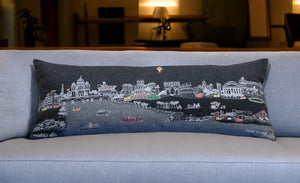 HomeRoots 14" Stylish Wool Lumbar Throw Pillow with Cityscape Design – Cozy Comfort for Home Décor & Gifts 482605