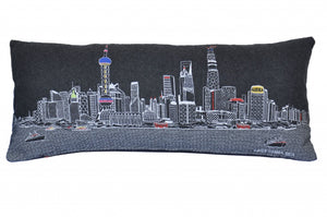 HomeRoots 14" Urban-Inspired Black, Gray & White Wool Lumbar Throw Pillow for Cozy Support & Style 482612