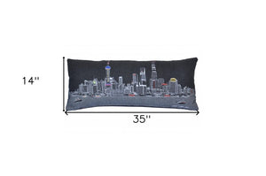 Homeroots 14" Hometown Pride Wool Lumbar Throw Pillow - Stylish Black, Gray & White Accent For Cozy Decor   482612