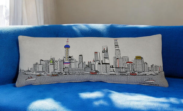 Homeroots 14" X 35" Cream Hometown Pride Wool Lumbar Throw Pillow   482613