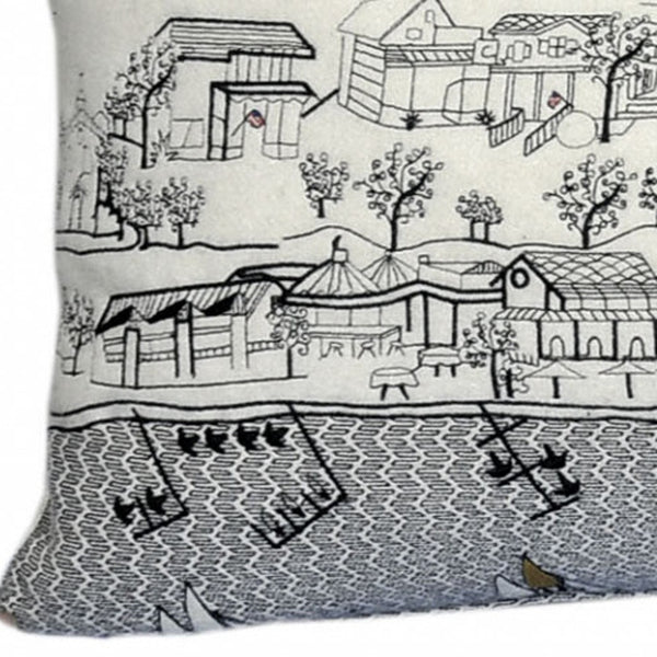 Homeroots 14" X 35" Cream Hometown Pride Wool Lumbar Throw Pillow   482615