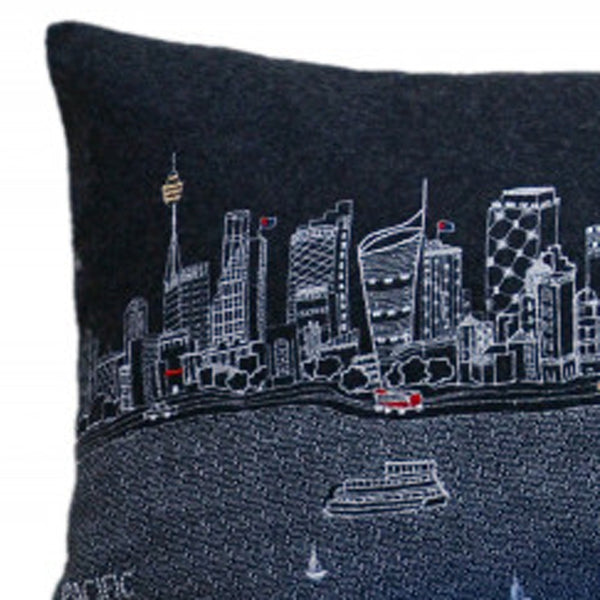 Homeroots 14" X 35" Black Gray And White Hometown Pride Wool Lumbar Throw Pillow   482616
