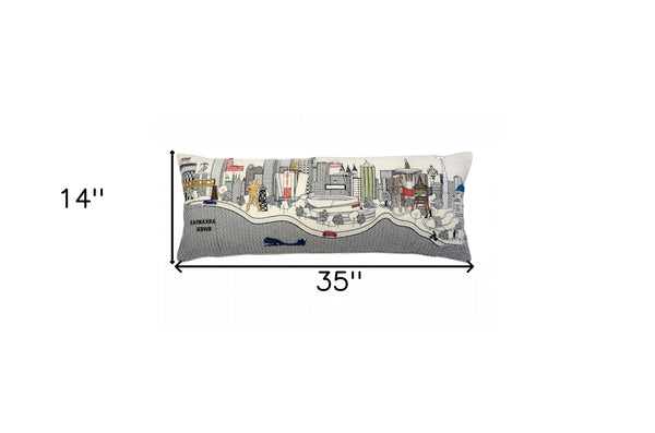 Homeroots 14" X 35" Cream Hometown Pride Wool Lumbar Throw Pillow   482621