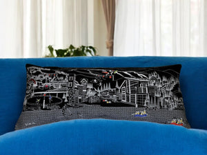 HomeRoots 14" Hometown Pride Wool Lumbar Throw Pillow with Vail Cityscape – Cozy Decor for Any Space 482622