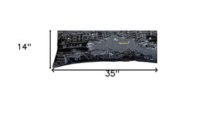 Homeroots 14" X 35" Black Gray And White Hometown Pride Wool Lumbar Throw Pillow   482624