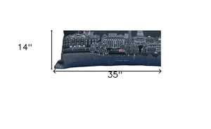 HomeRoots 14" Wool Lumbar Pillow - Stylish Black, Gray & White Washington, D.C. Skyline Decor for Home Elegance 482626