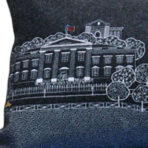 HomeRoots 14" Wool Lumbar Pillow - Stylish Black, Gray & White Washington, D.C. Skyline Decor for Home Elegance 482626
