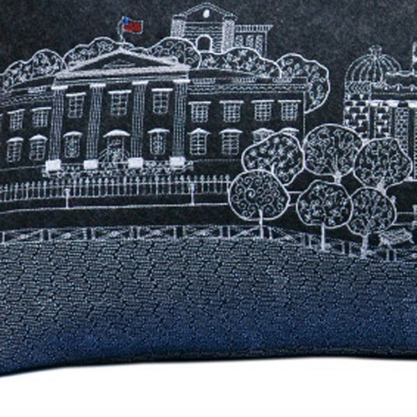 HomeRoots 14" Wool Lumbar Pillow - Stylish Black, Gray & White Washington, D.C. Skyline Decor for Home Elegance 482626