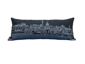 HomeRoots 14" Wool Lumbar Pillow - Stylish Black, Gray & White Washington, D.C. Skyline Decor for Home Elegance 482626