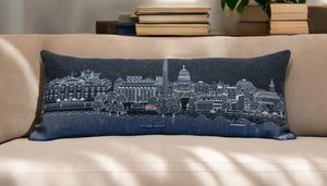 HomeRoots 14" Wool Lumbar Pillow - Stylish Black, Gray & White Washington, D.C. Skyline Decor for Home Elegance 482626