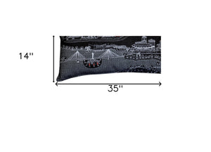 HomeRoots 14" Artisan Wool Lumbar Pillow with Wichita Skyline - Stylish Comfort for Home Decor & Gifting 482628