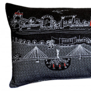 HomeRoots 14" Artisan Wool Lumbar Pillow with Wichita Skyline - Stylish Comfort for Home Decor & Gifting 482628