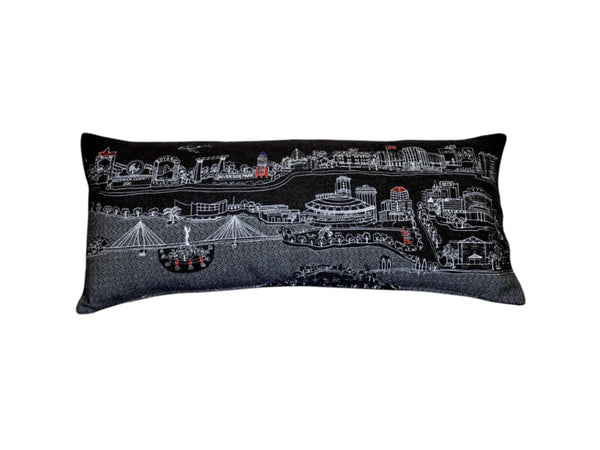 HomeRoots 14" Artisan Wool Lumbar Pillow with Wichita Skyline - Stylish Comfort for Home Decor & Gifting 482628