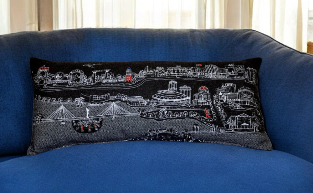 HomeRoots 14" Artisan Wool Lumbar Pillow with Wichita Skyline - Stylish Comfort for Home Decor & Gifting 482628