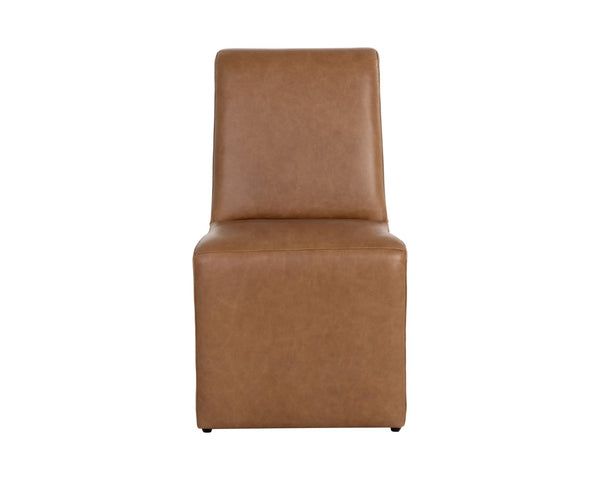 Sunpan CASCATA Dining Chair - Luxurious Marseille Camel Leather with Sculptural Design & Timeless Comfort 111012V