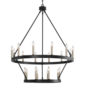 HomeRoots Black Dimmable Multi Light Metal Chandelier for Dining Room or Entryway Decor 482658