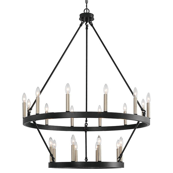 HomeRoots Black Dimmable Multi Light Metal Chandelier for Dining Room or Entryway Decor 482658