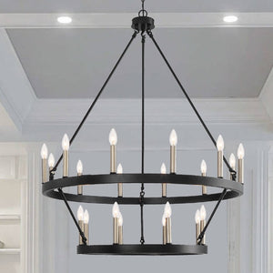 Black Dimmable Multi Light Metal Chandelier for Dining Room or Entryway Decor