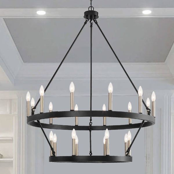 Black Dimmable Multi Light Metal Chandelier for Dining Room or Entryway Decor