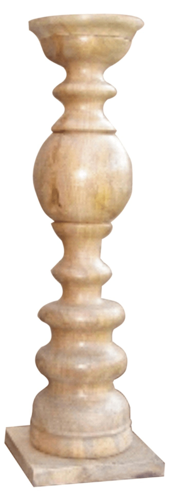 HomeRoots 29" Natural Floor Solid Wood Candle Holder - Hand-Turned, Whitewashed Charm for Rustic Elegance 482662
