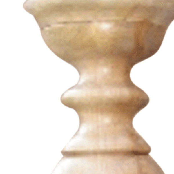 Homeroots 24" Natural Solid Wood Floor Pillar Candle Holder   482663