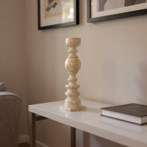 HomeRoots 24" Elegant Natural Solid Wood Floor Candle Holder - Rustic Chic Décor for Home & Events 482663