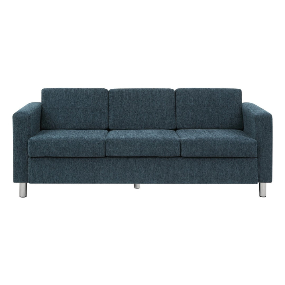 OSP Home Furnishings Pacific Modern 3-seater Sofa with Chrome Legs and Performance Fabric for Contemporary Living Navy PAC53-S76