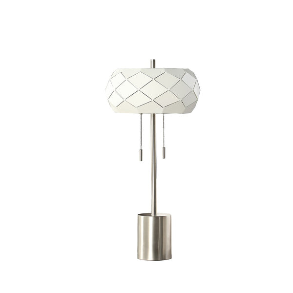 HomeRoots 28" Silver Metal Table Lamp – Modern Geometric Laser-Cut Shade for Stylish Ambient Illumination 482668