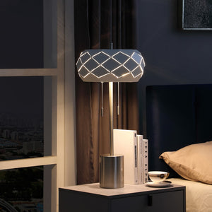 HomeRoots 28" Silver Metal Table Lamp – Modern Geometric Laser-Cut Shade for Stylish Ambient Illumination 482668