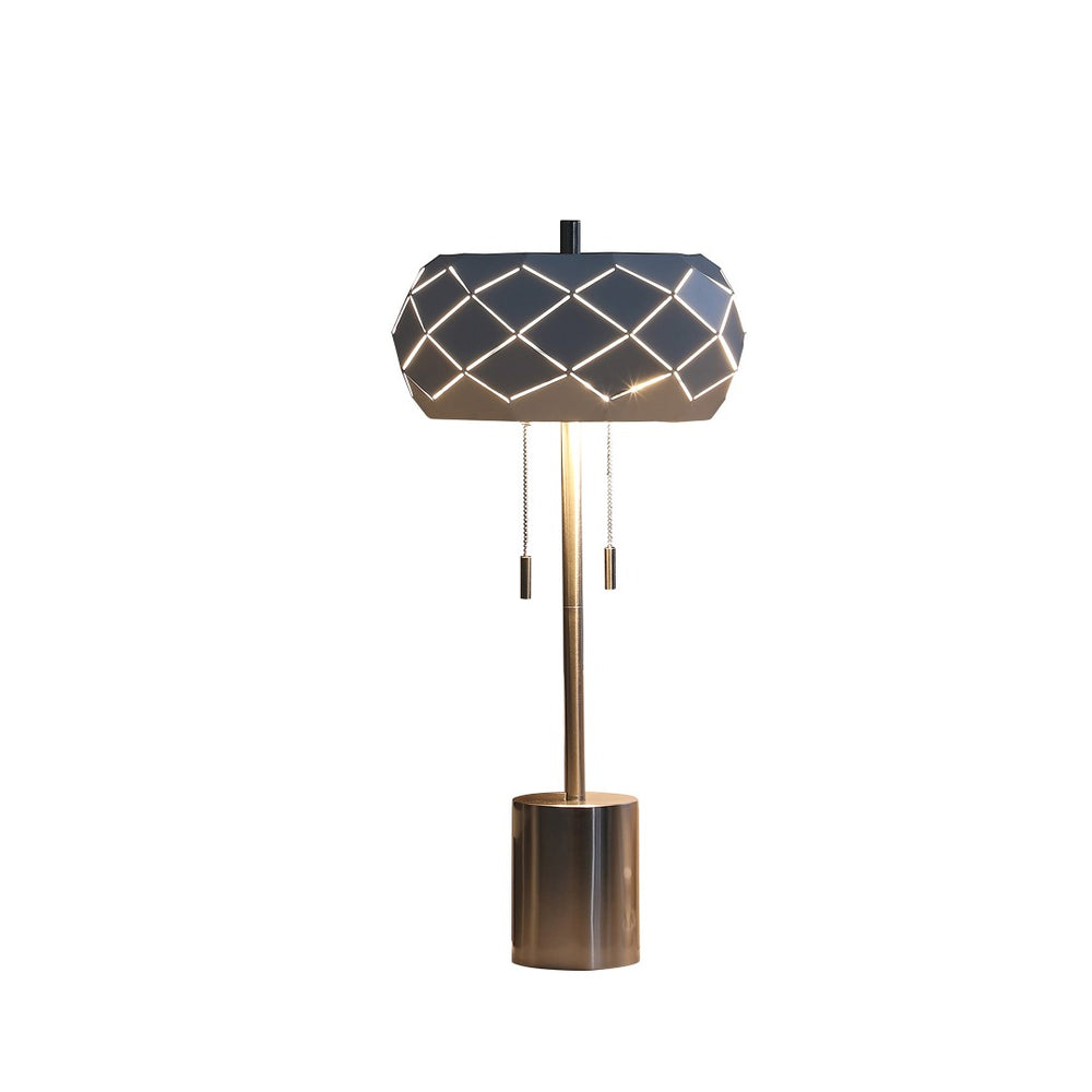 HomeRoots 28" Silver Metal Table Lamp – Modern Geometric Laser-Cut Shade for Stylish Ambient Illumination 482668