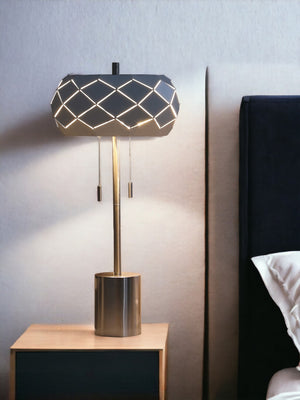 HomeRoots 28" Silver Metal Table Lamp – Modern Geometric Laser-Cut Shade for Stylish Ambient Illumination 482668
