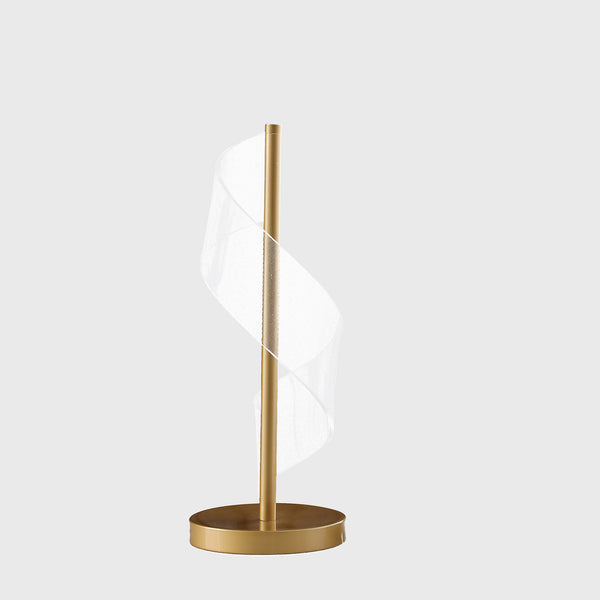 Homeroots 19" Gold Modern Swirl Metal And  Acrylic Led Table Lamp   482669