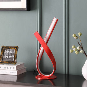 Homeroots 17" Red Modern Abstract Ribbons Table Lamp   482674
