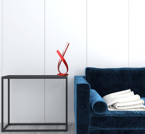 Homeroots 17" Red Modern Abstract Ribbons Table Lamp   482674