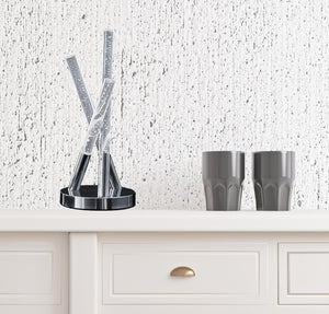 Homeroots 15" Silver Acrylic And Metal Three Rod Abstract  Table Lamp   482675