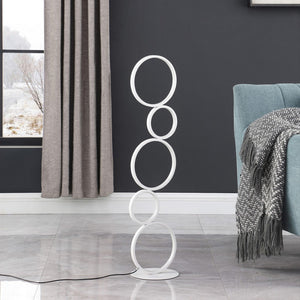 HomeRoots 39" White Metal Geometric LED Table Lamp - Modern Art Décor, Adjustable Brightness & Energy-Efficient Lighting 482678